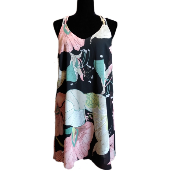 🔴 SALE Entro Anthropologie Floral Halter Open Back Sundress - Picture 1 of 10